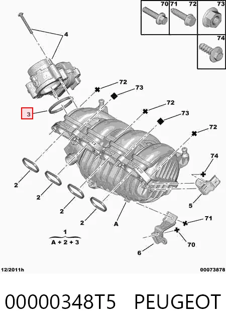 Junta del cuerpo de mariposa para Citroen C4 GRAND PICASSO I UA