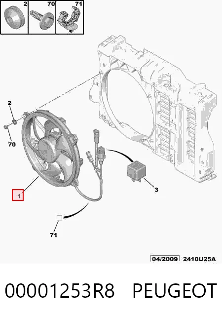 Ventilador eléctrico de refrigeración completo (motor y hélice) 00001253R8 PEUGEOT