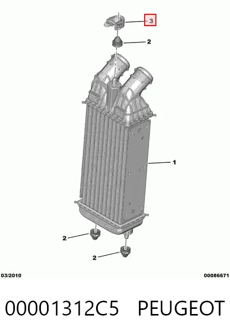 Soporte superior de radiador 00001312C5 PEUGEOT
