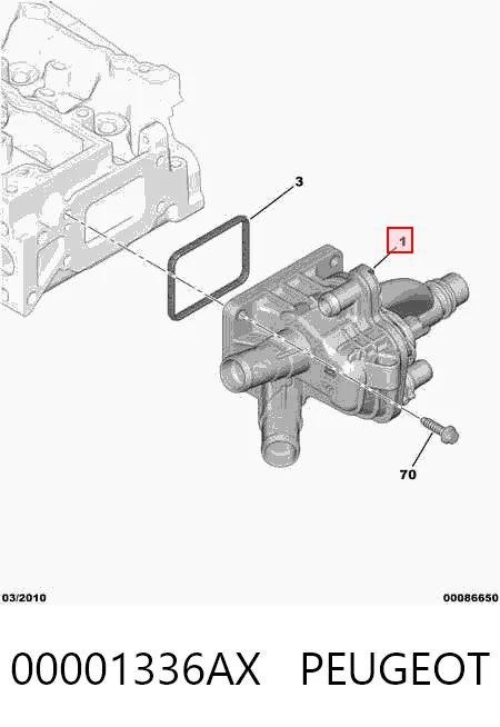 Carcasa del termostato 00001336AX PEUGEOT