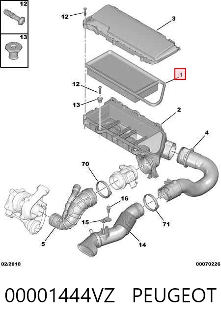 Filtro de aire 00001444VZ PEUGEOT