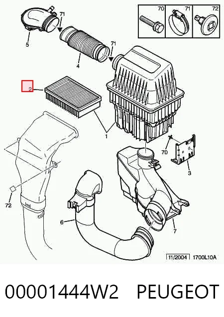 Filtro de aire 00001444W2 PEUGEOT
