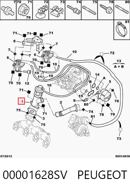 Válvula EGR de recirculación de gases 00001628SV PEUGEOT