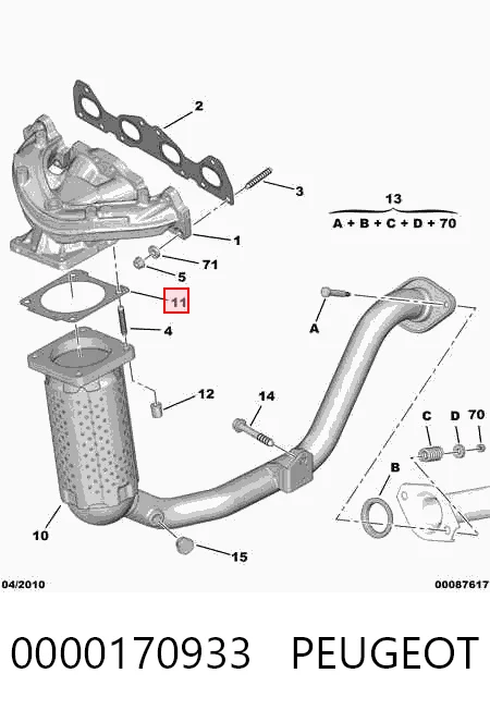 Junta de tubo de escape 0000170933 PEUGEOT