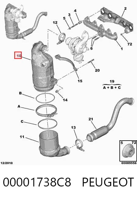 Catalizador 00001738C8 PEUGEOT