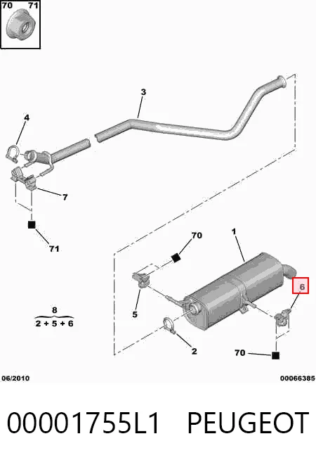 Abrazadera trasera del silenciador 00001755L1 PEUGEOT