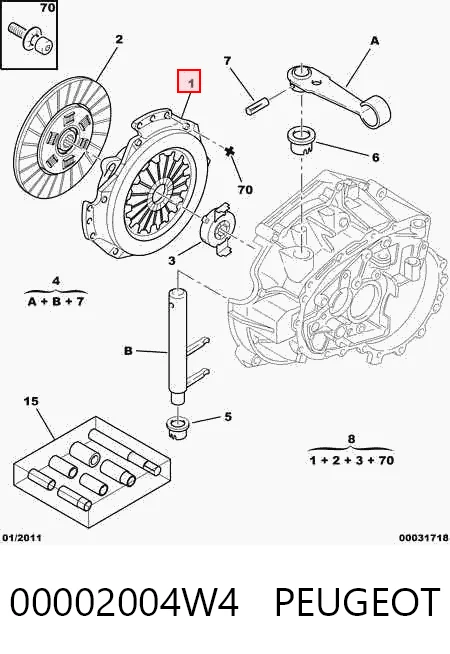 Plato de presión del embrague 00002004W4 PEUGEOT
