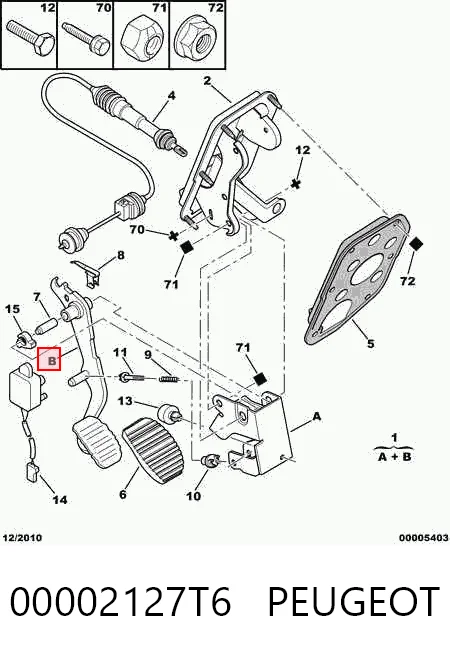 Pedal de embrague 00002127T6 PEUGEOT