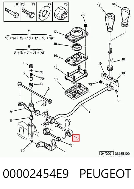 Varilla selectora de la transmisión 00002454E9 PEUGEOT