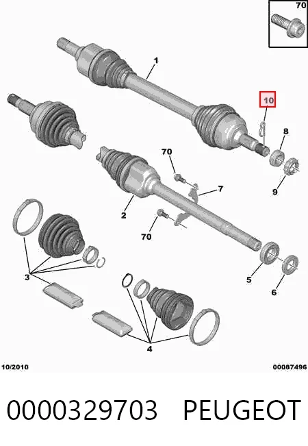 Pasador de tuerca de cubo de rueda 0000329703 PEUGEOT