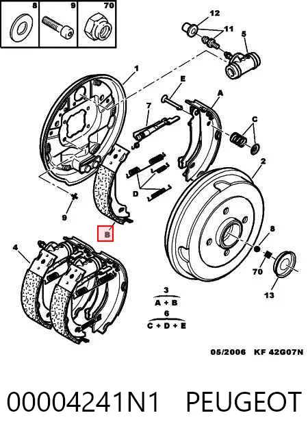 Zapatas de freno de tambor traseras 00004241N1 PEUGEOT