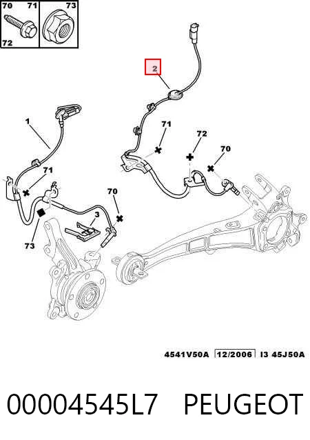 Sensor ABS trasero izquierdo 00004545L7 PEUGEOT
