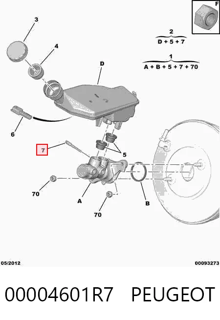 Bomba de freno 00004601R7 PEUGEOT