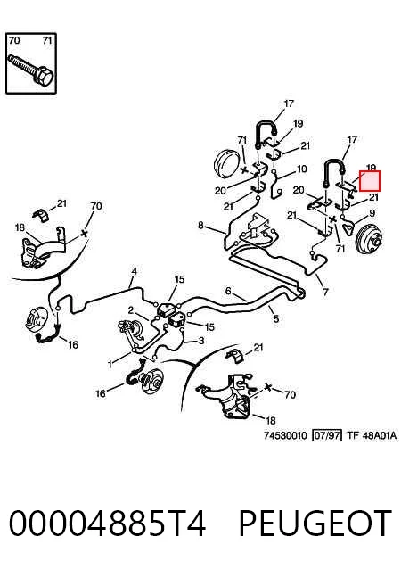 Tubo de freno trasero izquierdo 00004885T4 PEUGEOT