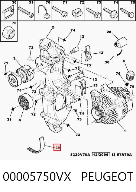 Correa de accesorios 00005750VX PEUGEOT