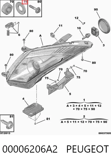 Faro derecho 00006206A2 PEUGEOT