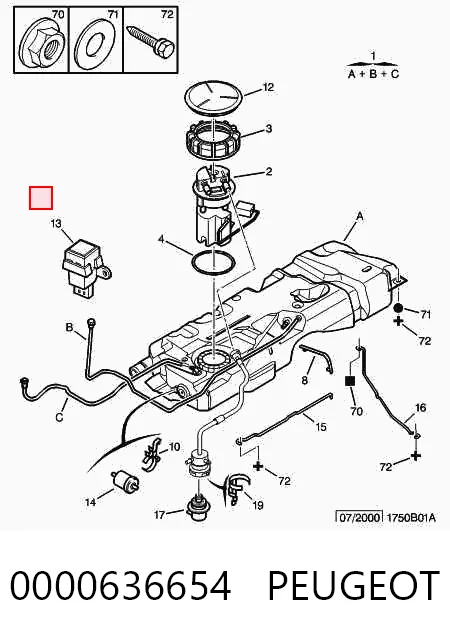 Sensor de apagado de la bomba de combustible 0000636654 PEUGEOT