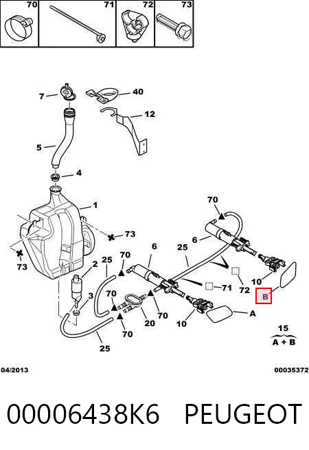 Tapa de la boquilla del lavafaros delantero 00006438K6 PEUGEOT