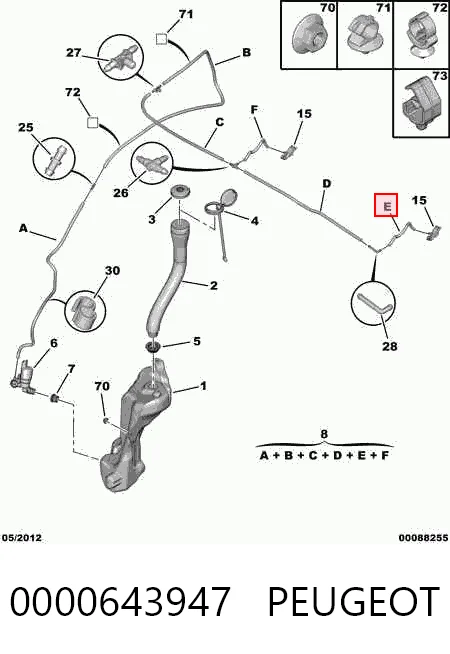 Manguera del lavaparabrisas 0000643947 PEUGEOT