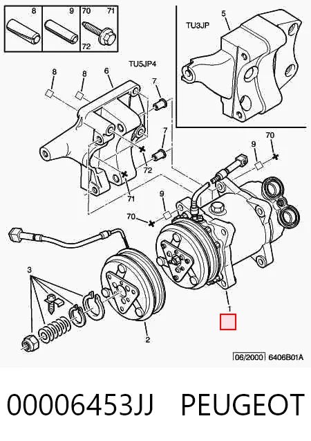 Compresor de aire acondicionado 00006453JJ PEUGEOT