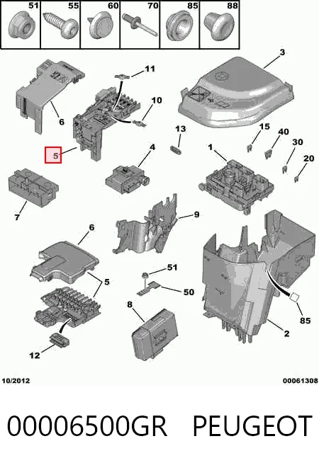 Caja de fusibles 00006500GR PEUGEOT
