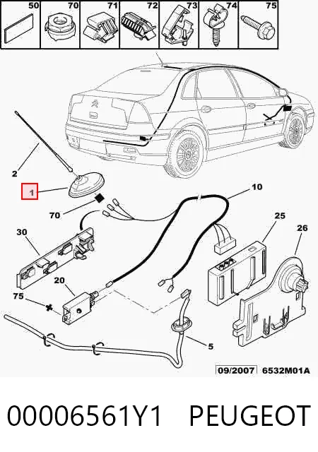 Antena para Peugeot 307 3H