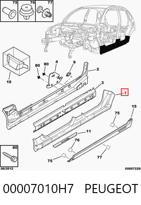 Umbral de puerta, derecha para Citroen C3 FC