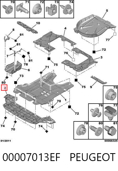 Protector de parachoques delantero 00007013EF PEUGEOT