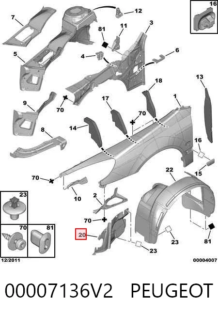 Protección derecha del motor 00007136V2 PEUGEOT