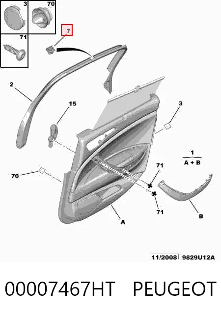 Gancho de la cortinilla parasol de la puerta 00007467HT PEUGEOT