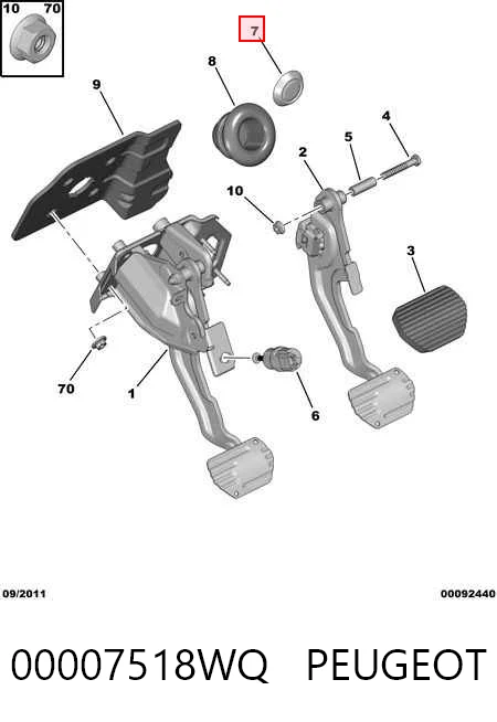Tapón del piso de la carrocería 00007518WQ PEUGEOT