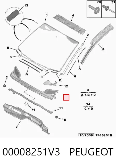 Canaleta del parabrisas 00008251V3 PEUGEOT