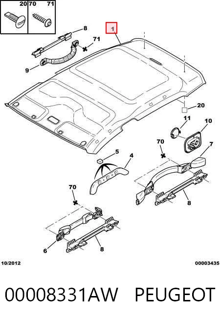 Techo interior para Peugeot 307 3A, 3C