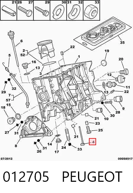 012705 Peugeot/Citroen Junta de tapa trasera del cigüeñal