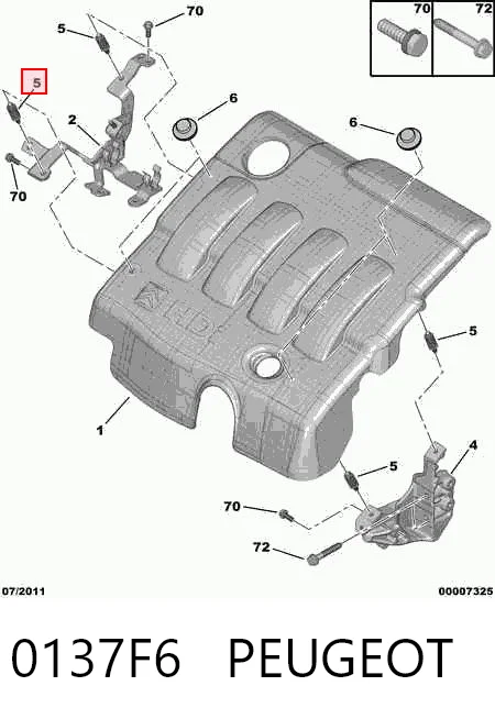 0137F6 Peugeot/Citroen Cojín de la tapa decorativa del motor