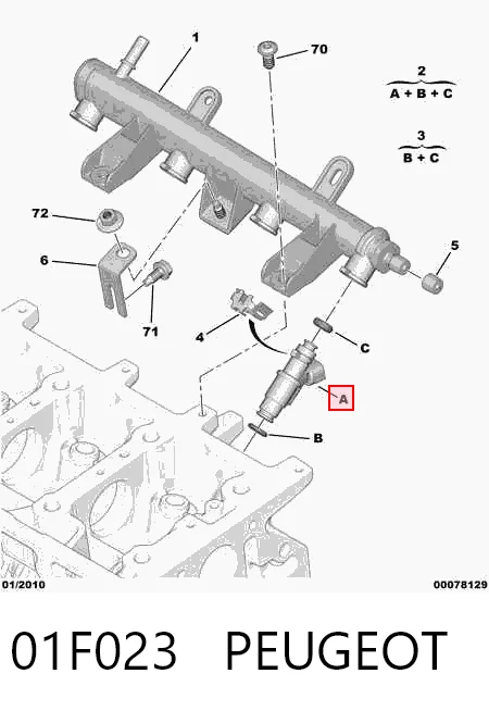 01F023 Peugeot/Citroen Inyector de combustible