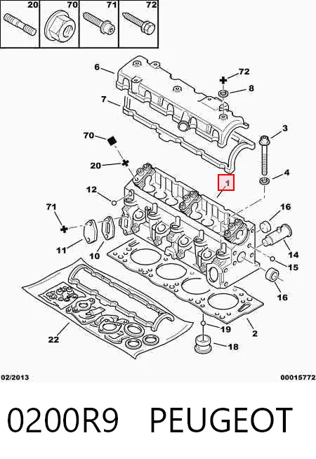 0200R9 Peugeot/Citroen Cabeza del motor