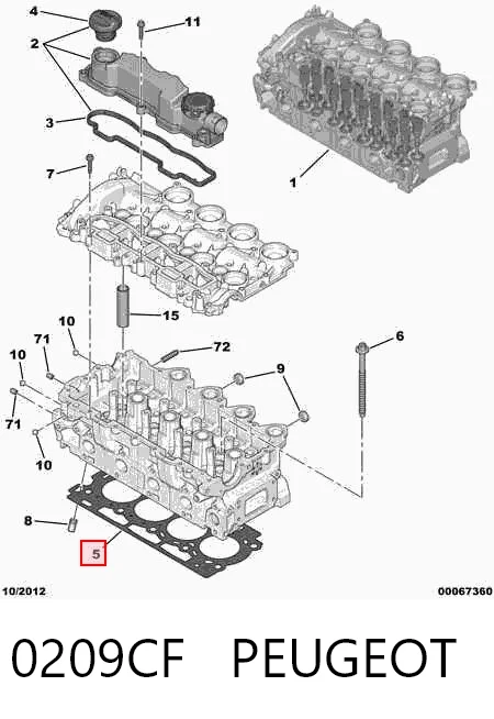 Junta de culata 9643597380 Fiat/Alfa/Lancia