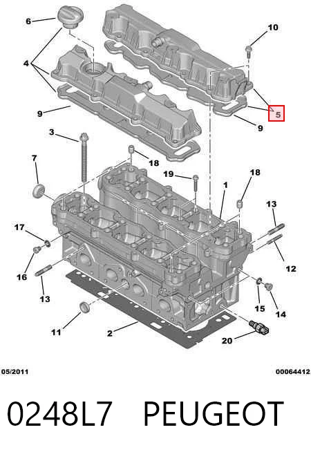0248L7 Peugeot/Citroen Tapa de válvula derecha