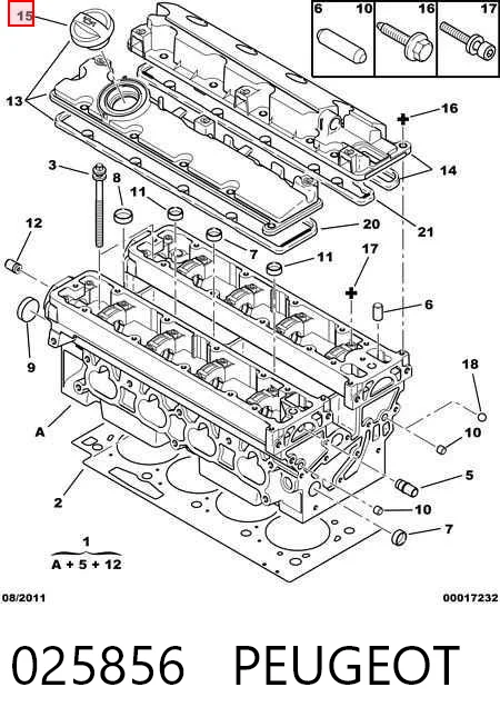 025856 Peugeot/Citroen Tapa, tubuladura de relleno de aceite
