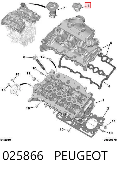 025866 Peugeot/Citroen Tapa, tubuladura de relleno de aceite