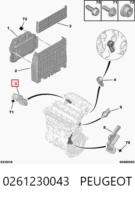 0261230043 Peugeot/Citroen Sensor De Presion Del Colector De Admision