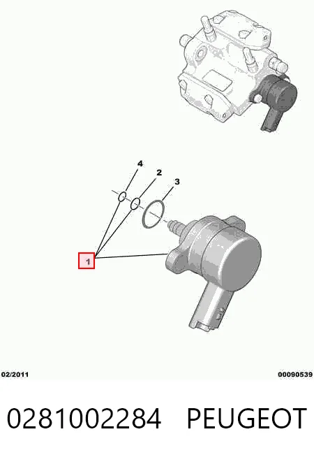 0281002284 Peugeot/Citroen Válvula reguladora de presión del sistema common rail