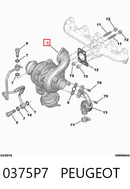0375P7 Peugeot/Citroen Turbo para motor