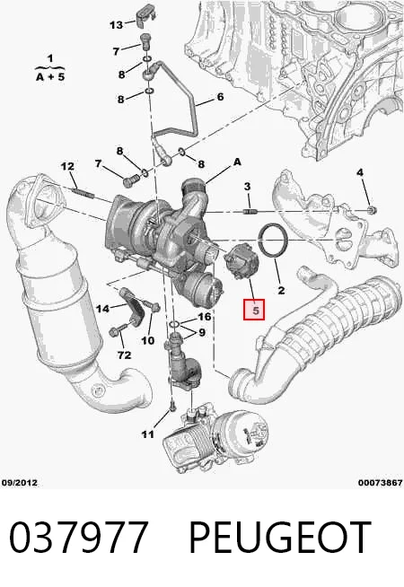037977 Peugeot/Citroen Válvula de recirculación de aire de sobrealimentación de turbina
