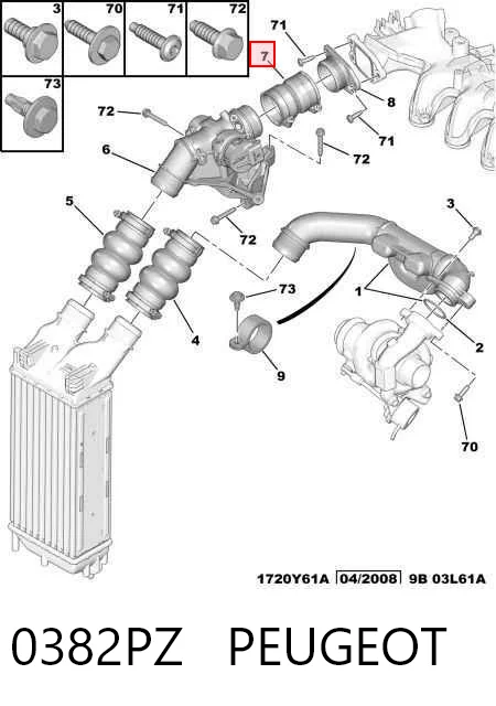 0382PZ Peugeot/Citroen Tubo de admisión del cuerpo de mariposa