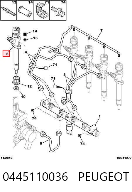 0445110036 Peugeot/Citroen Inyector de combustible