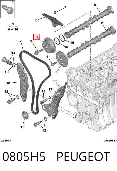 0805H5 Peugeot/Citroen Engranaje árbol de levas lado de admisión