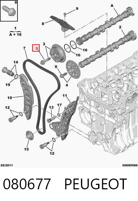 080677 Peugeot/Citroen Tornillo de engranaje del árbol de levas