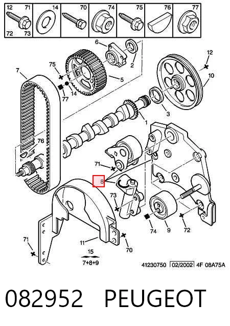 Tensor de la correa de distribución 082952 PEUGEOT